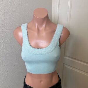 NWT LA Hearts Light Blue Fuzzy Knit Crop Top Sz XS